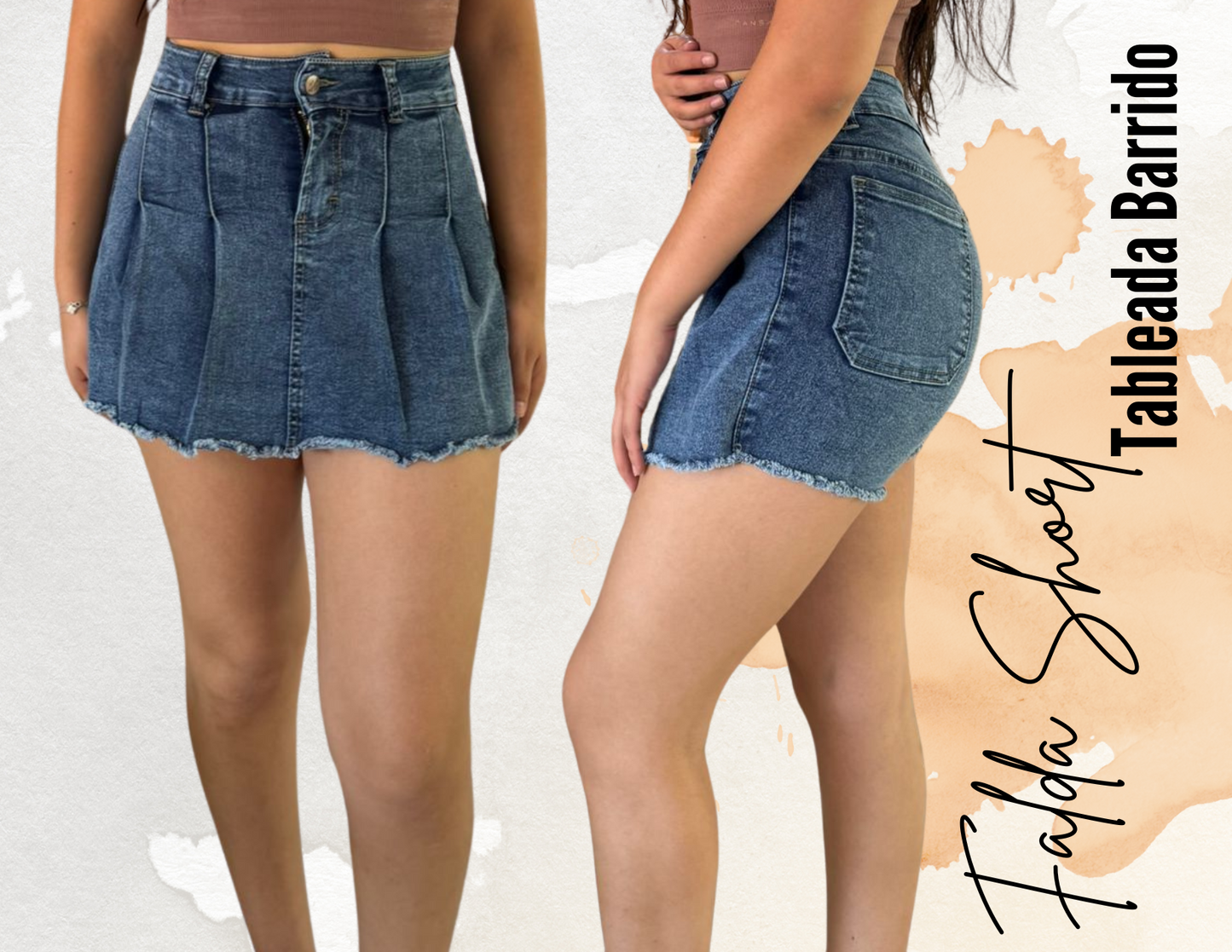 Falda short tableada barrido