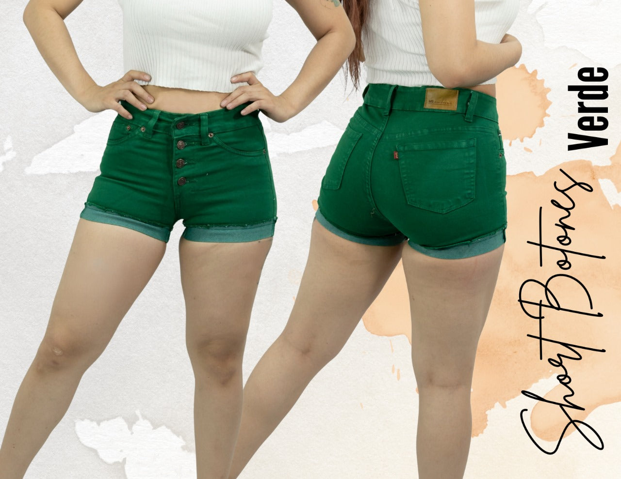 Short botones verde