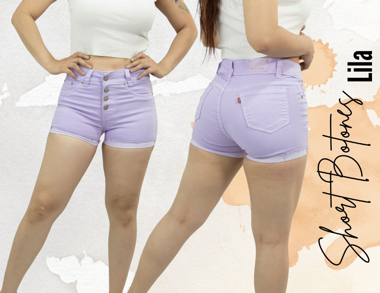 Short botones lila