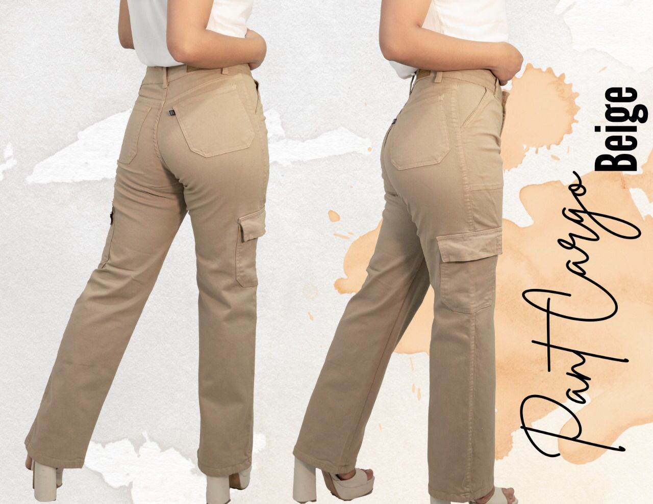 Pantalón cargo beige