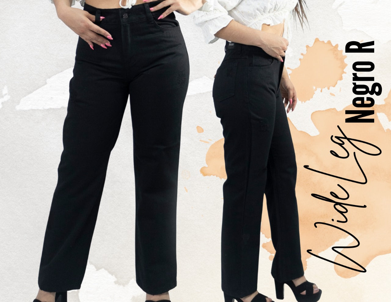 Wide leg negro rodilla