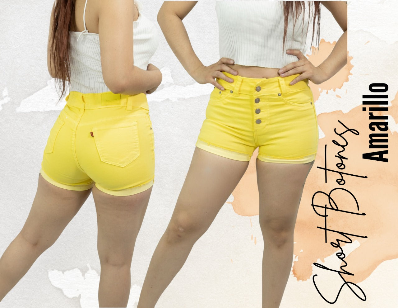 Short botones amarillo