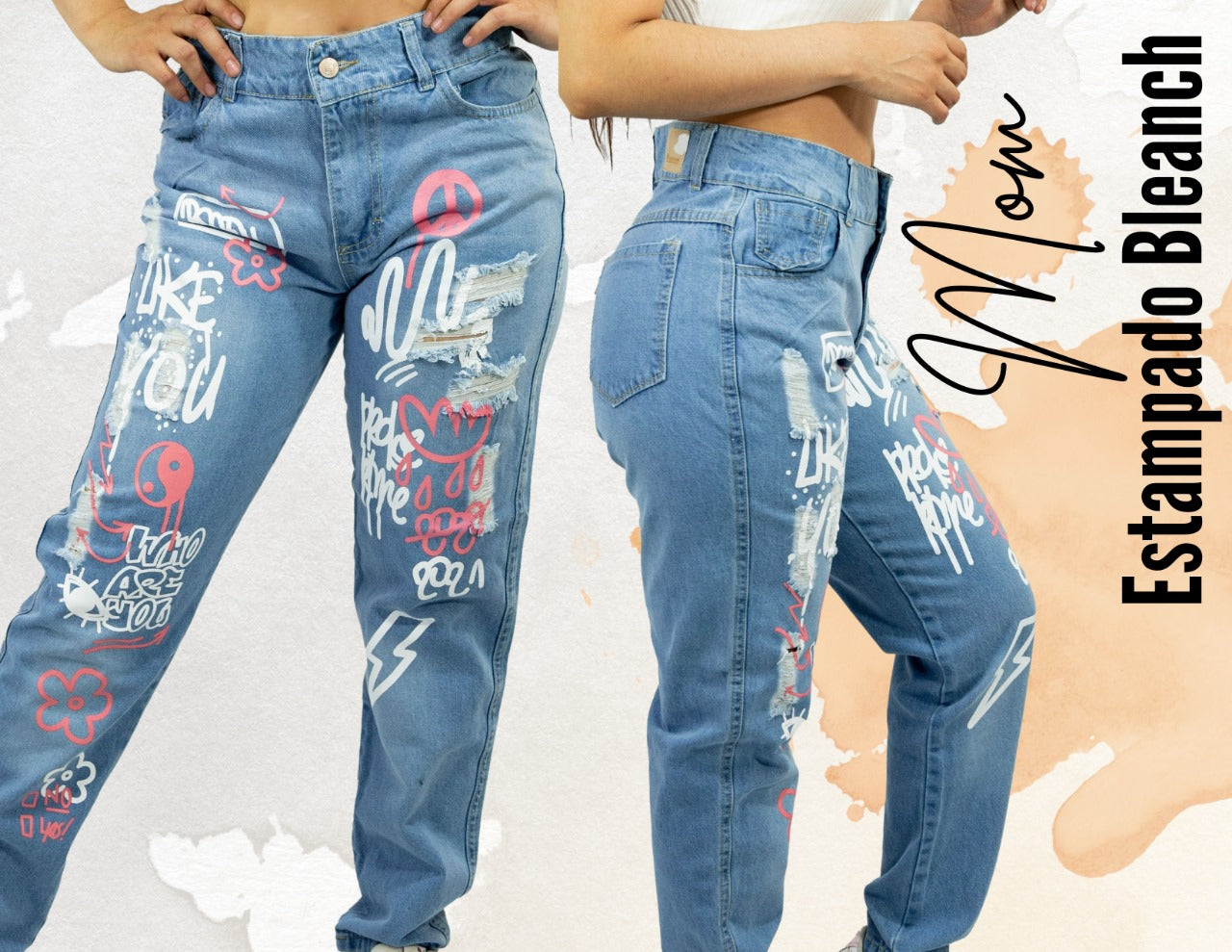 Mom estampado bleanch